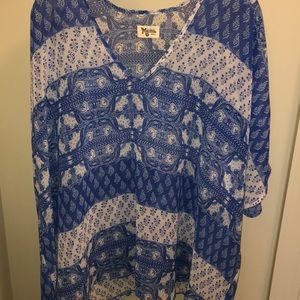 Show me your Mumu blue and white sheer top